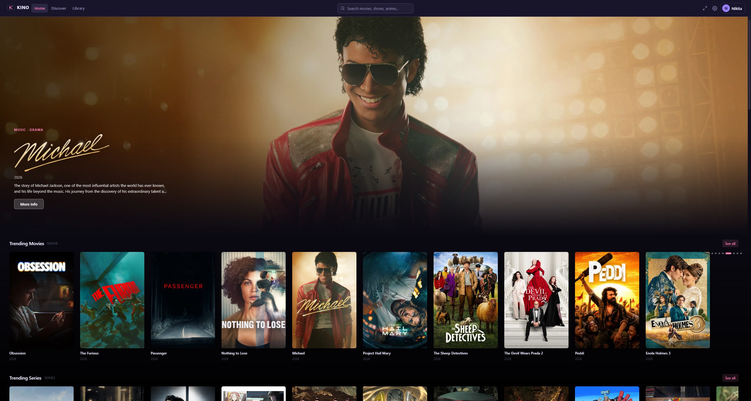 Kino home screen